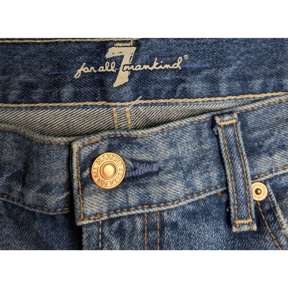 7 For All Mankind Womens Distressed Cut Off Dark Denim Frayed Hem 5" Shorts 31 - Picture 4 of 6